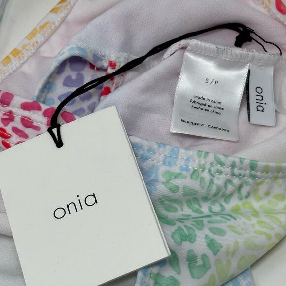 Onia Rainbow Leopard Print One Piece Swimsuit One Shoulder NWT - Picture 7 of 8